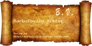 Barbulovics Viktor névjegykártya